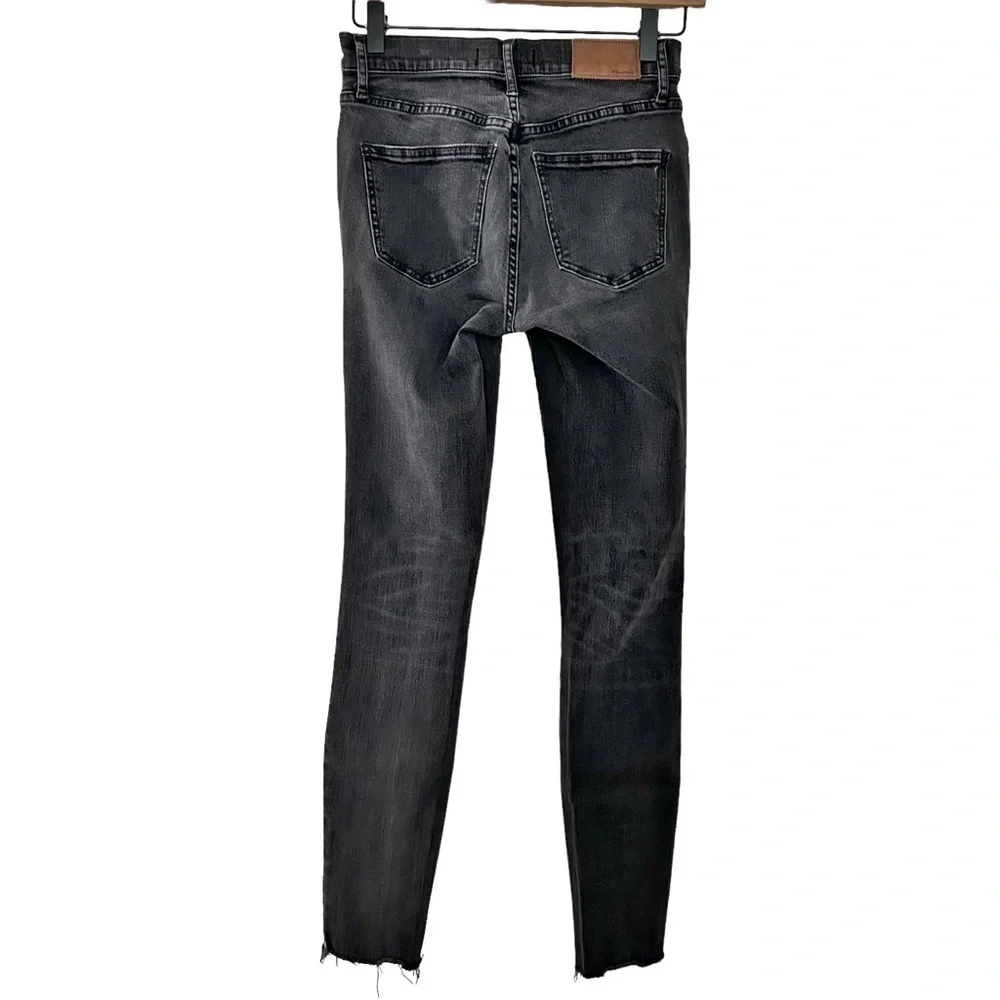 Madewell 9'' Mid-Rise Skinny‎ Ripped Knee Denim Jeans Black Sea Wash Women SZ 25